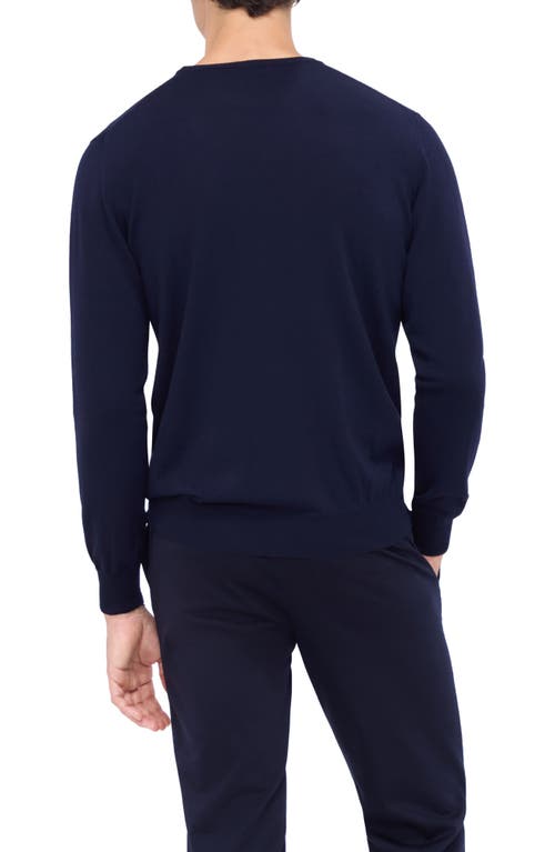 Bugatchi Scott Crewneck Merino Wool Sweater In Navy