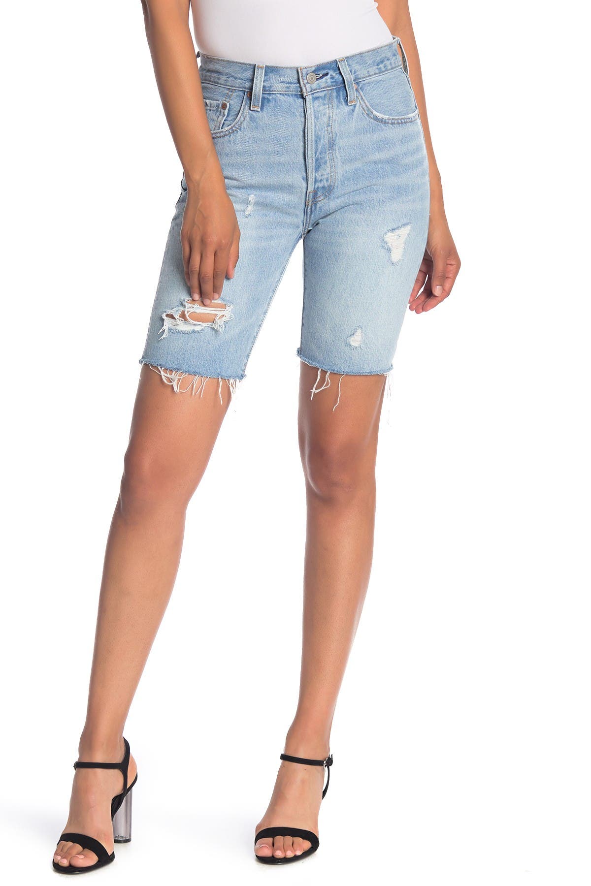 501 Distressed Denim Slouch Shorts 