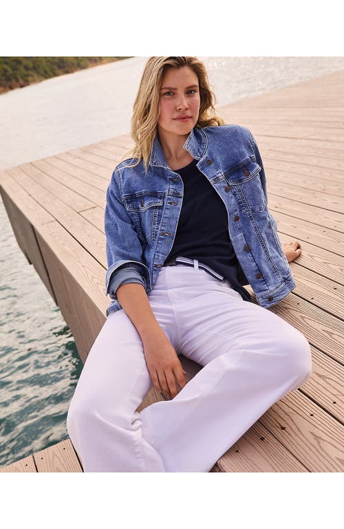 Shop Lands' End Recover High Rise Wide Leg Blue Jeans In White