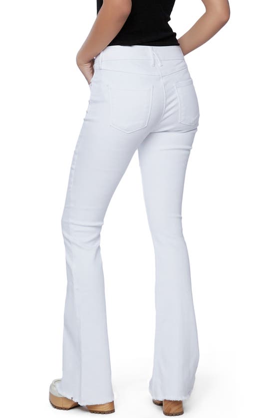 Hint Of Blu Frayed Mid Rise Slim Flare Jeans In Cloud