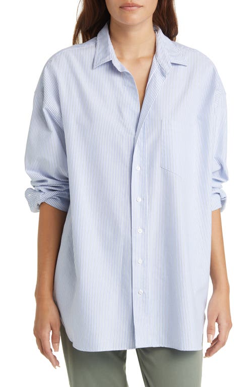 Shirley Stripe Oversize Button-Up Shirt in Blue Stripe