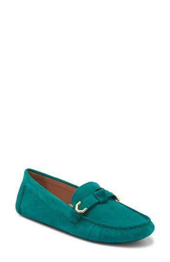 Shop Cole Haan Evelyn Bow Leather Loafer In Aventurine