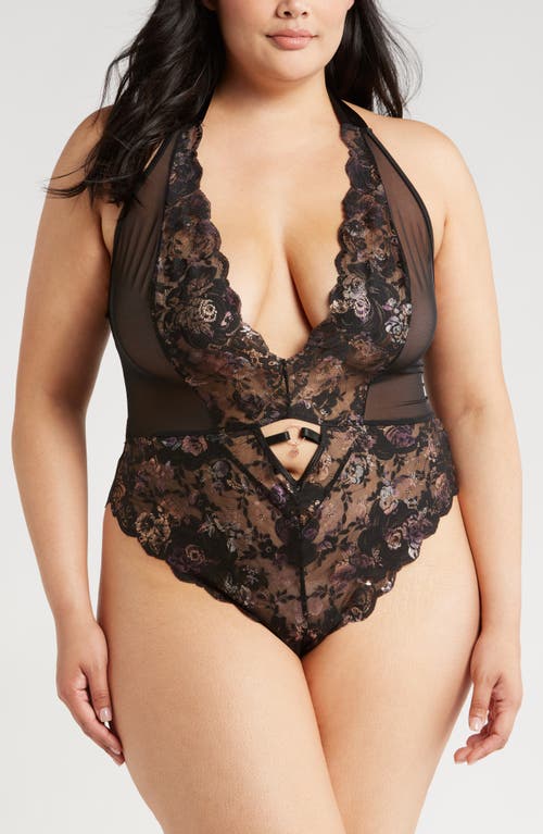 Coquette Lace Open Gusset Teddy In Black