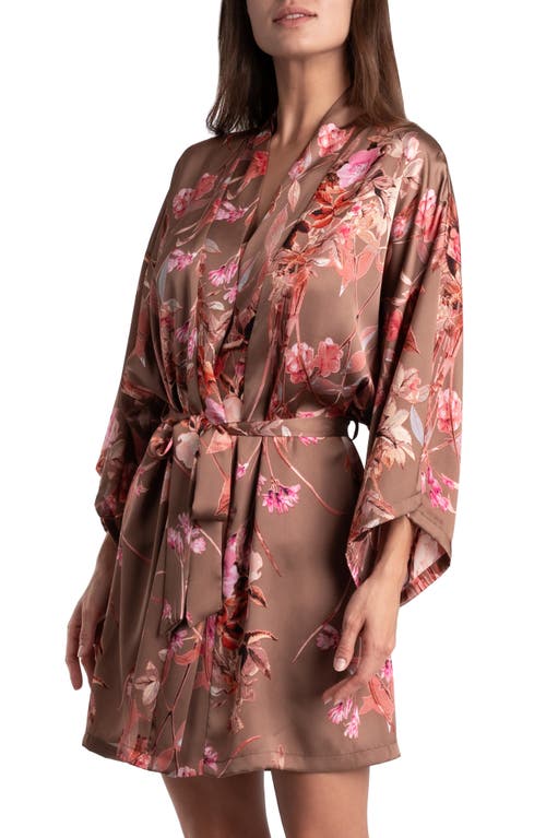 Lovefest Floral Satin Robe in Taupe
