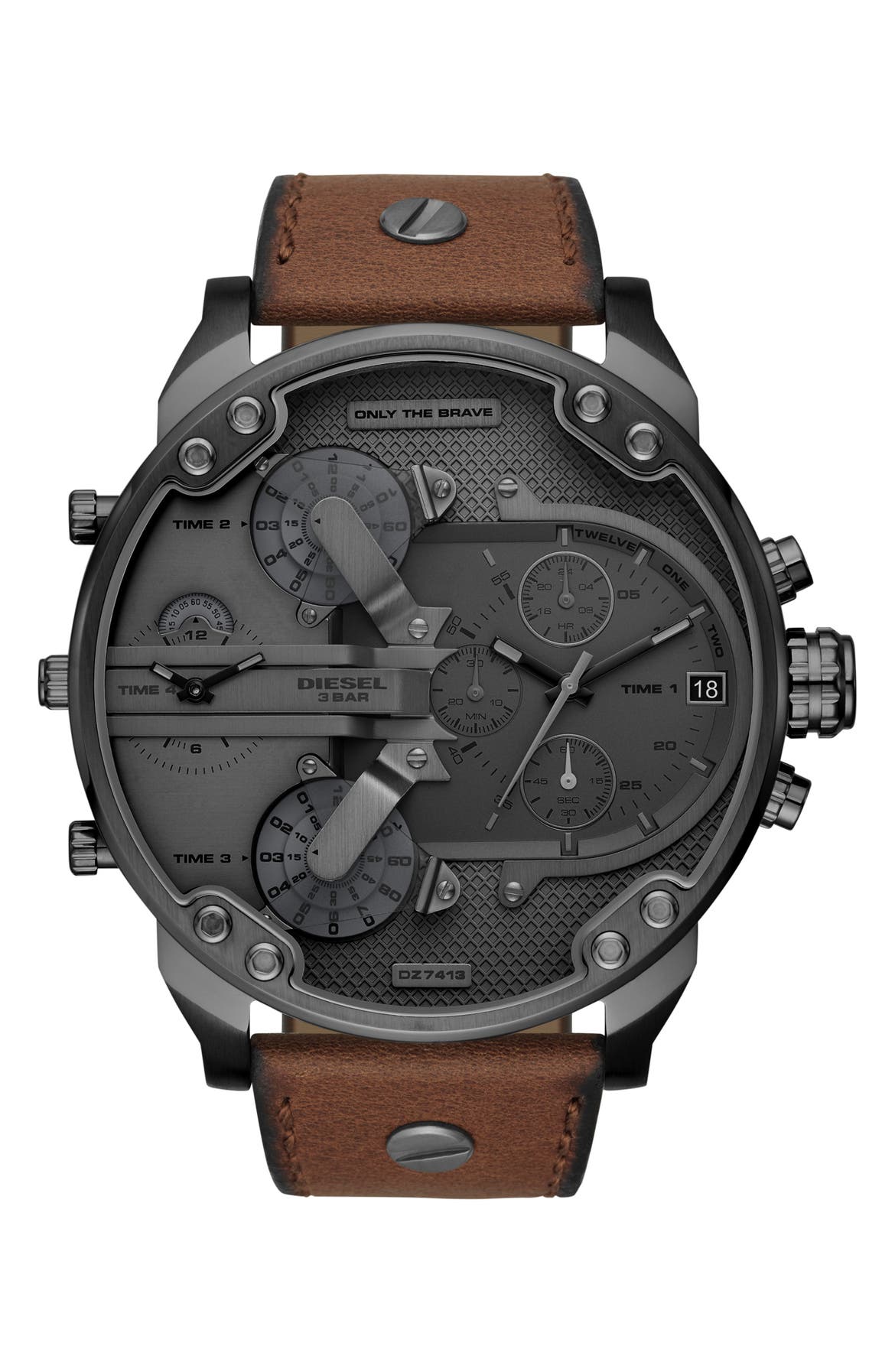 DIESEL® Mr. Daddy 2.0 Chronograph Leather Strap Watch, 57mm | Nordstrom