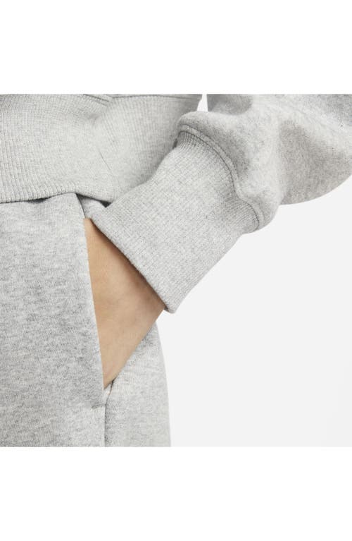 Nike Phoenix Fleece Cropped Quarter Zip Sweatshirt In Gray In Dark Grey Heather/sail