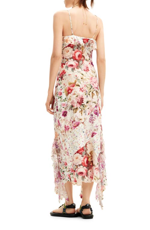 Shop Desigual Aura Mixed Floral Print Handkerchief Hem Dress