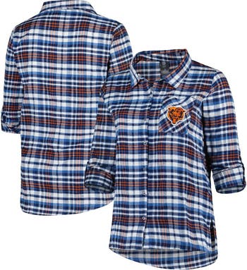 CONCEPTS SPORT Women s Concepts Sport Navy Chicago Bears Plus Size Mainstay Flannel Full Button Long Sleeve Nightshirt Nordstrom