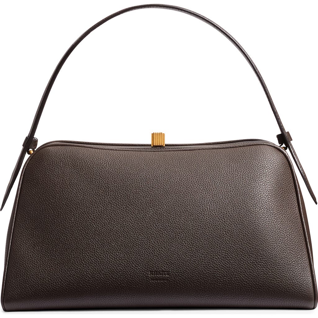 Khaite Cate Textured Leather Top Handle Bag In Dark Brown 950