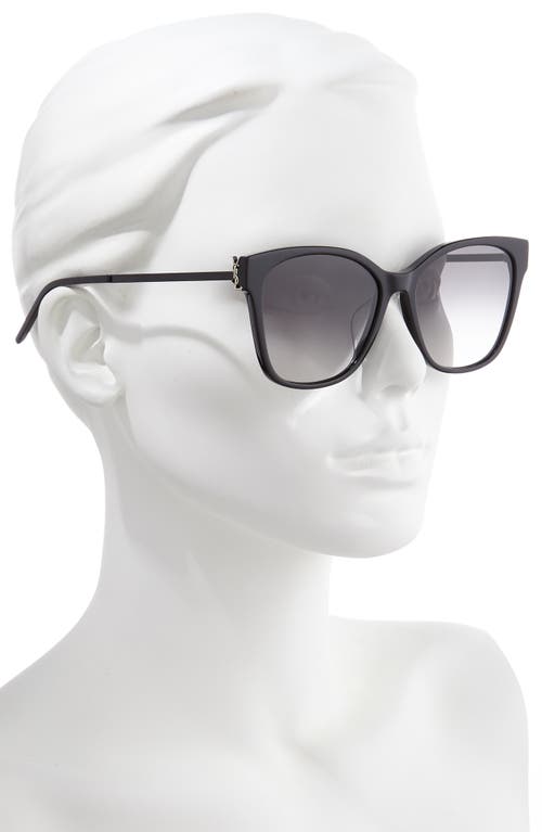 Saint Laurent 56mm Rectangular Sunglasses In Shiny Black/smoke Gradient