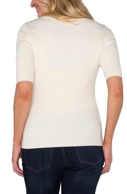 Shop Liverpool Elbow Sleeve Rib Sweater In Vintage White