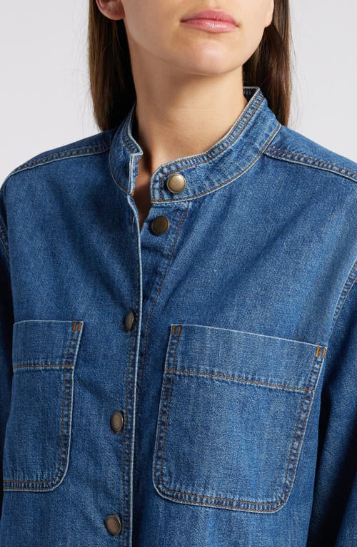 Shop Frame Long Sleeve Denim Mini Shirtdress In Boy Blue