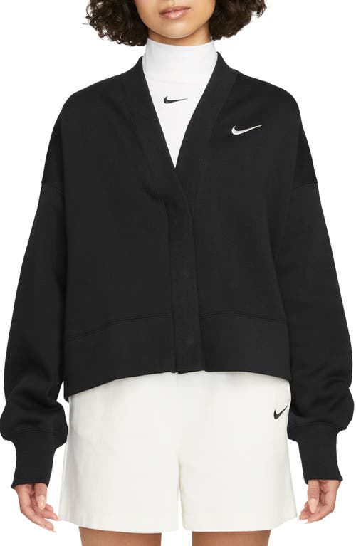 Nike Sportswear Phoenix Fleece Oversize Cardigan In Black/sail