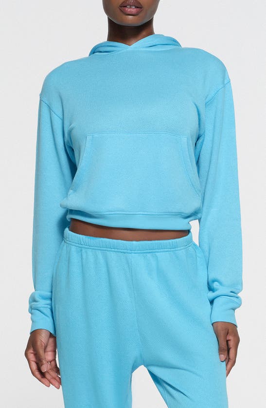 Shop Skims Light French Terry Hoodie In Cyan