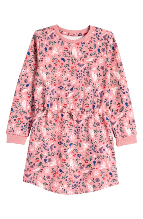 Tucker + Tate Kids' Print Long Sleeve Drawstring Waist Sweatshirt Dress in Pink- Multi Nordic Nature 