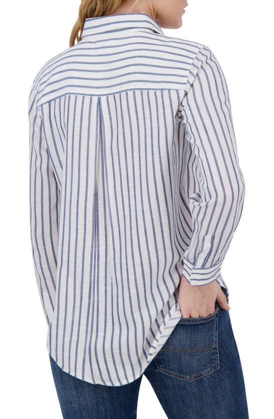 Shop Lucky Brand Stripe Long Sleeve Button-up Shirt In White Stripe