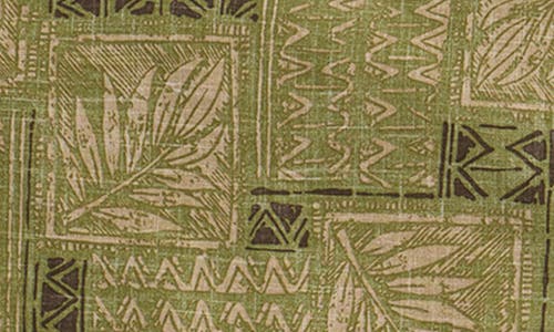 Reyn Spooner Dusty Fronds Tailored Fit Short Sleeve Button-down Shirt In Olive