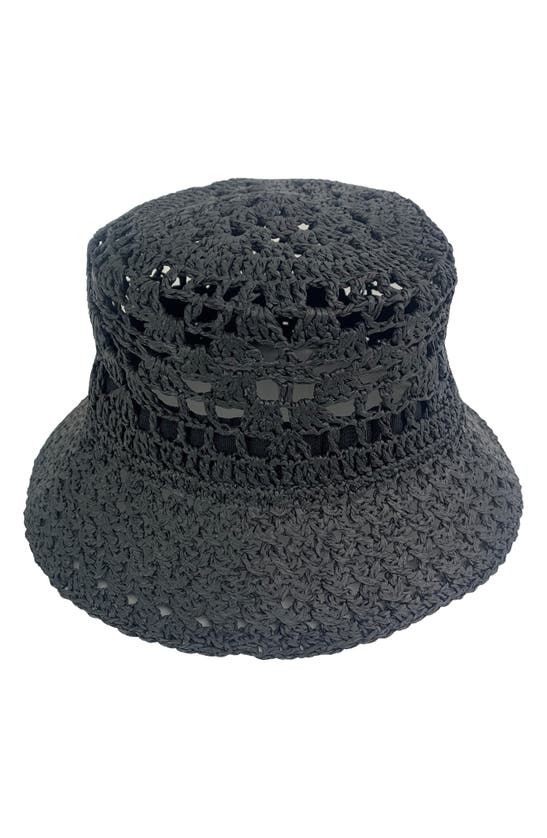 Peter Grimm Penelope Crochet Bucket Hat In Black