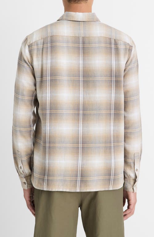 Shop Vince Saguaro Plaid Cotton & Hemp Button-up Shirt In Iron/british Khaki