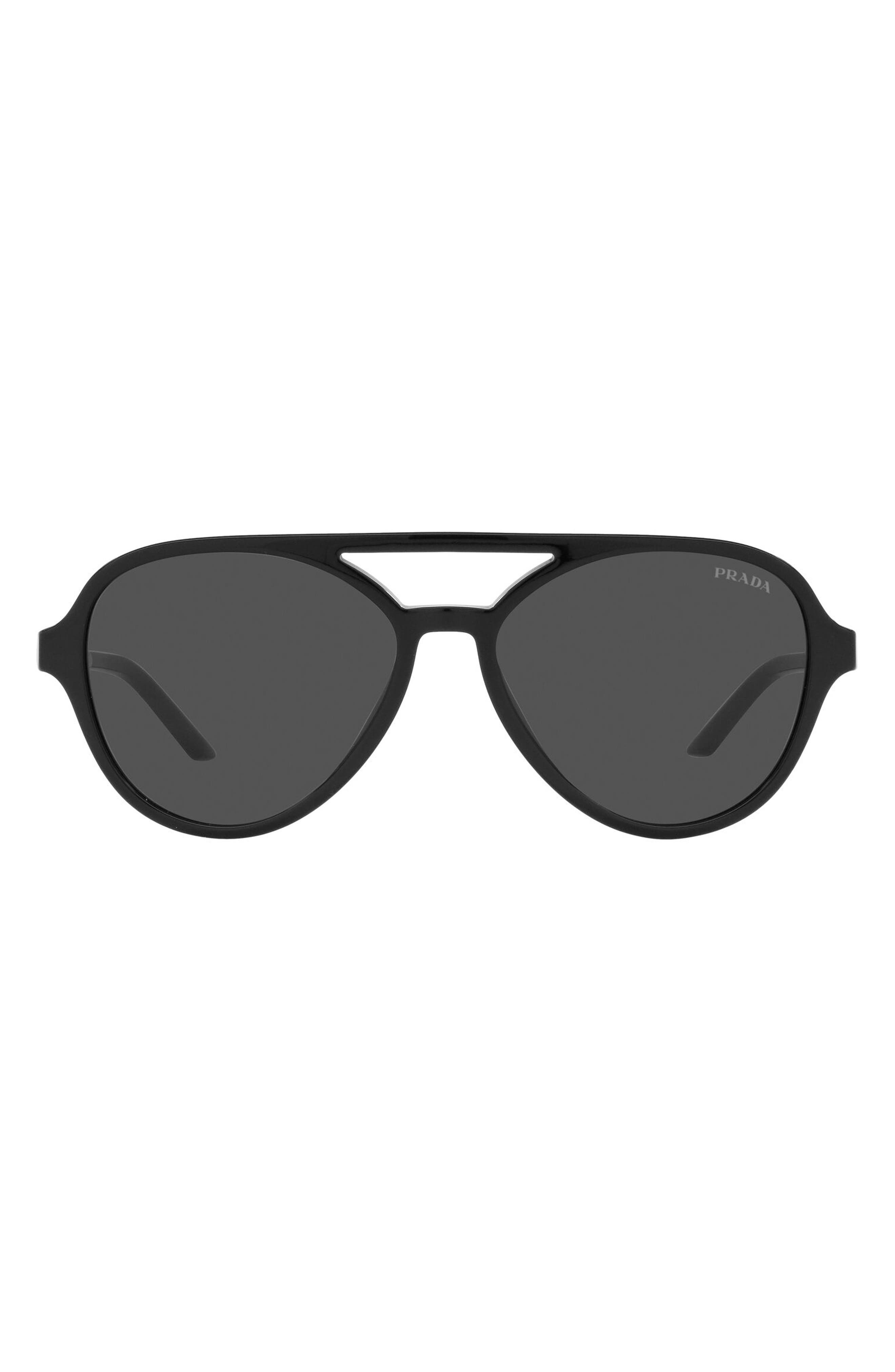 Prada 57mm Aviator Sunglasses in Black at Nordstrom
