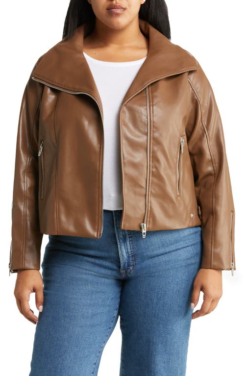 BLANKNYC Faux Leather Moto Jacket in Brownie Points