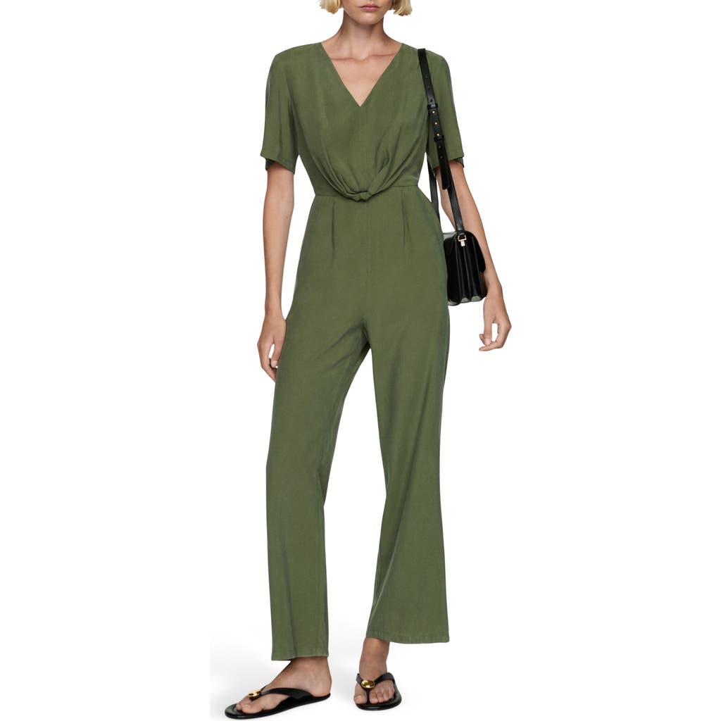 Mango Knotted Modal Jumpsuit Forest Green In Forest Green