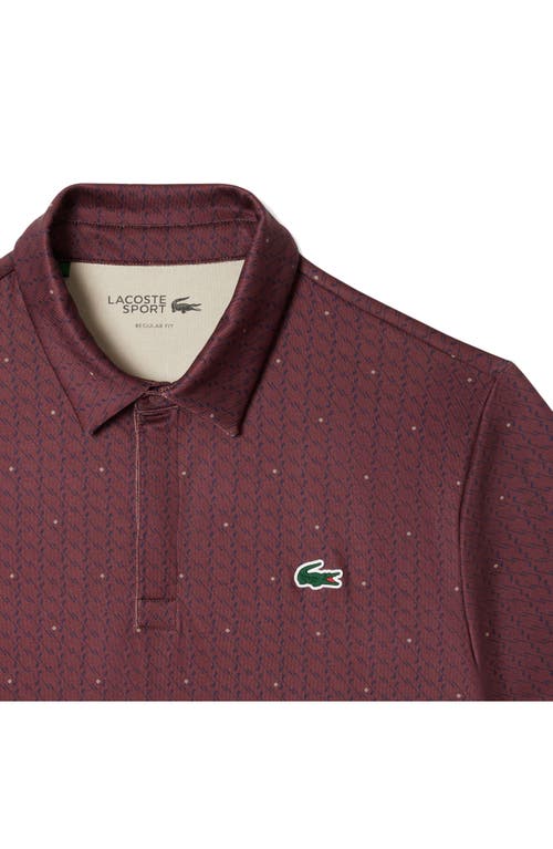 Lacoste Regular Fit Print Stretch Polo Shirt In Expresso/navy Blue