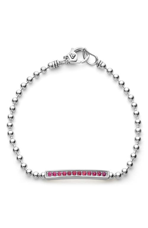 Shop Lagos Caviar Spark Ruby Bar Bracelet In Silver