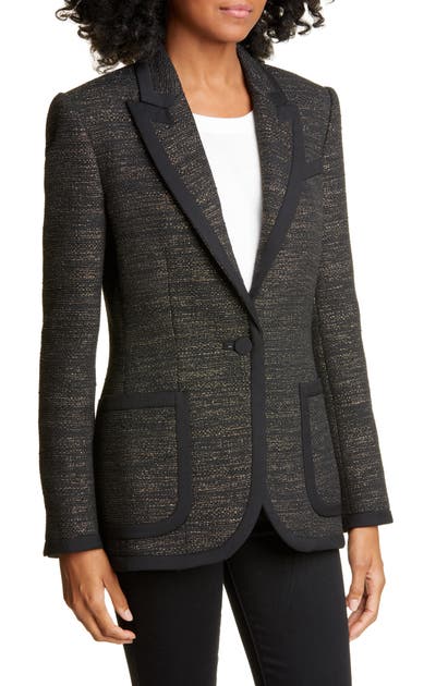 Click to view more detailed imagery on our partner's website Equipment Bodanne Contrast Detail Tweed Jacket In True Black Multi