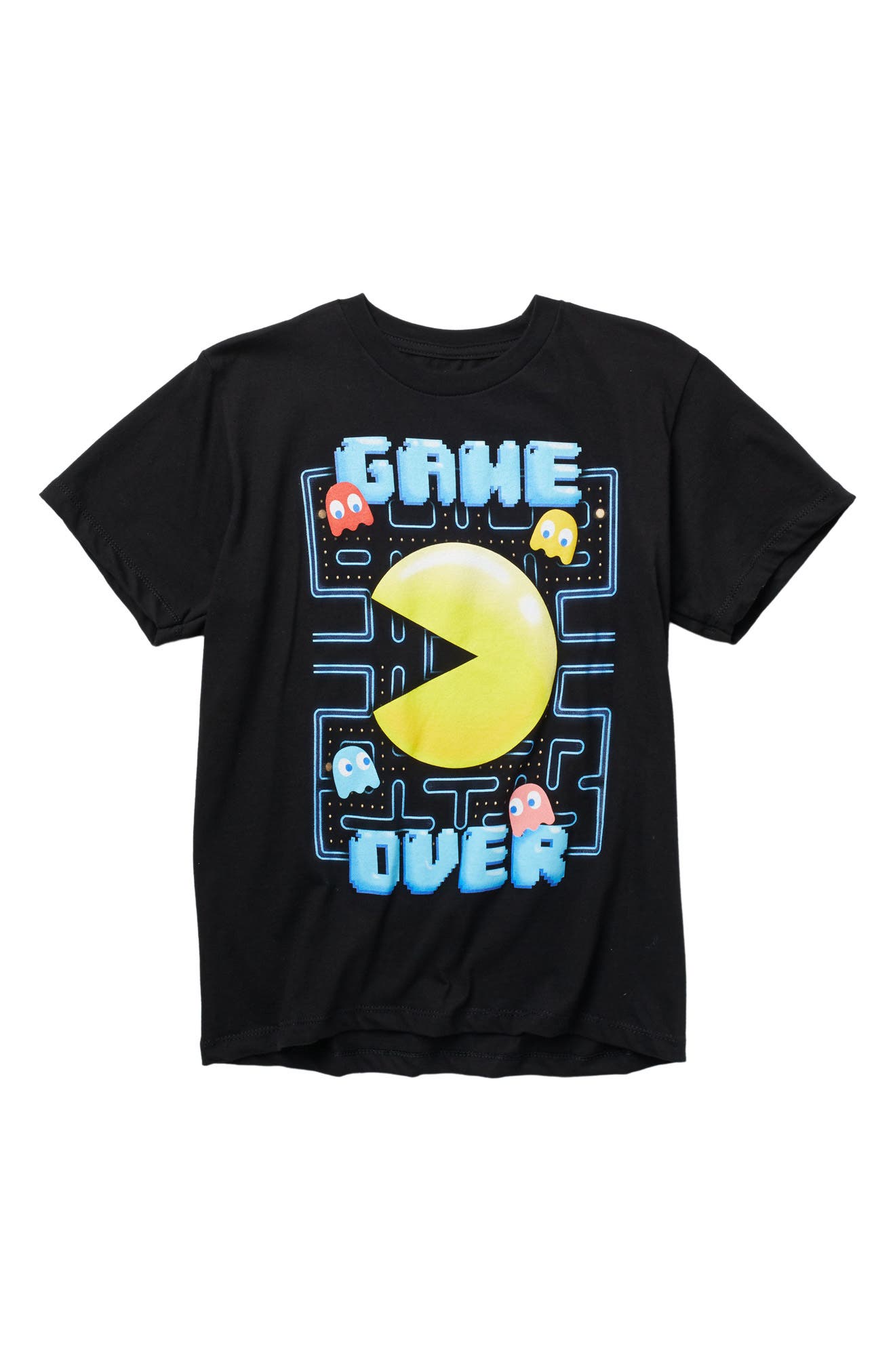 Mighty Fine Kids' Pac Man Game Over Graphic T-shirt In Black