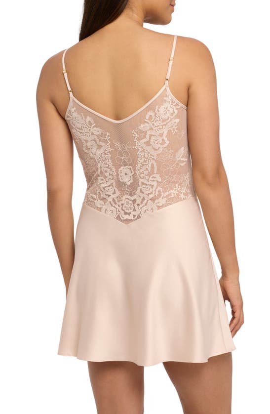 Shop Rya Collection Lisbon Lace & Mesh Chemise In Champagne