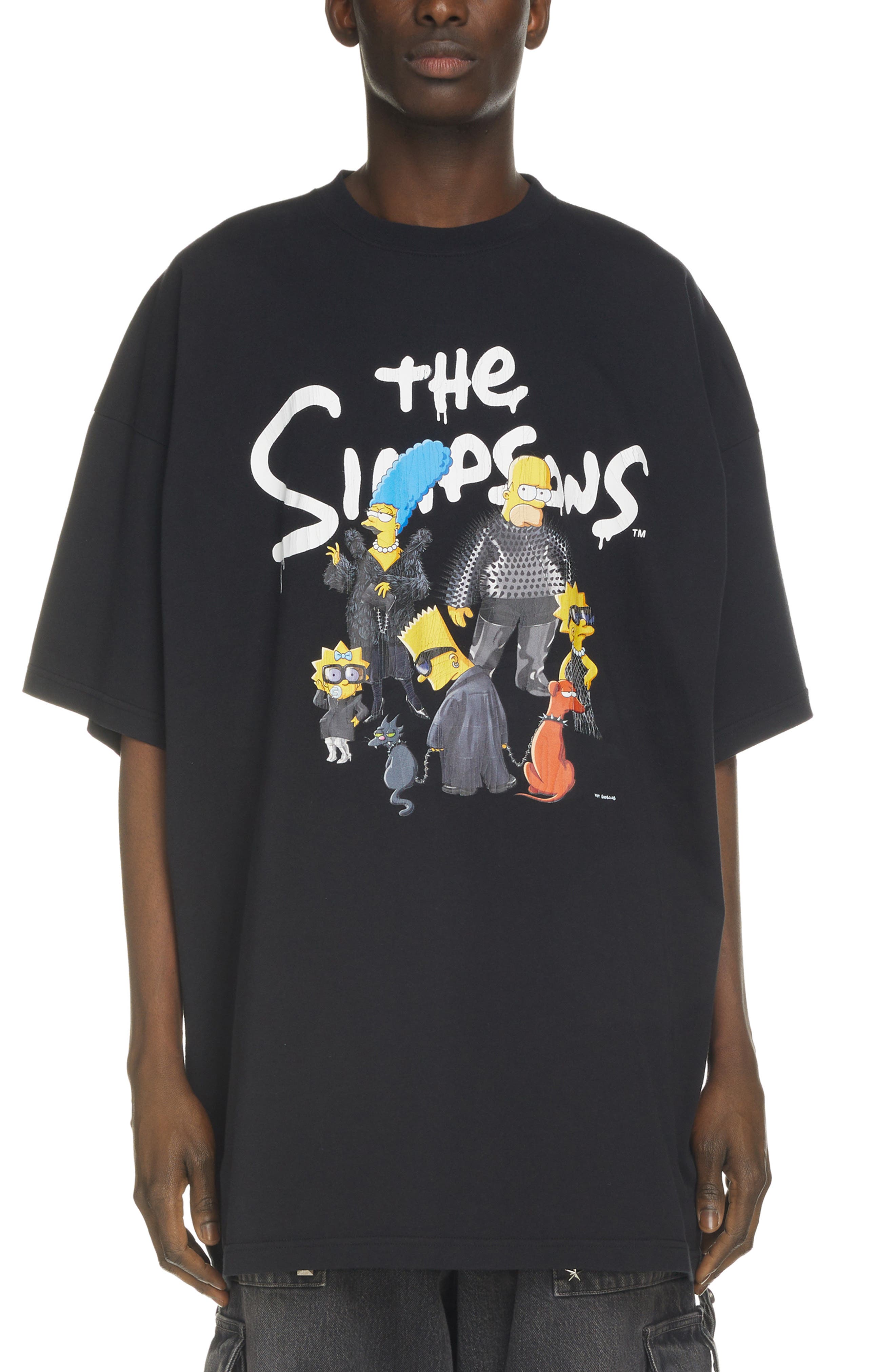 Balenciaga The Simpsons(TM) Oversize Graphic Tee in Black at Nordstrom, Size 2 Us