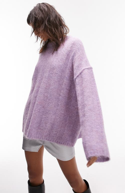 Topshop Fluffy Wide Rib Sweater in Purple at Nordstrom, Size Small
