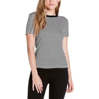 Michael Stars Stripe Crewneck Tee, Size One Size - Black
