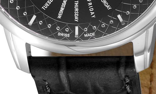 Gv2 Rovescio Croc Embossed Leather Strap Watch, 42mm In Black
