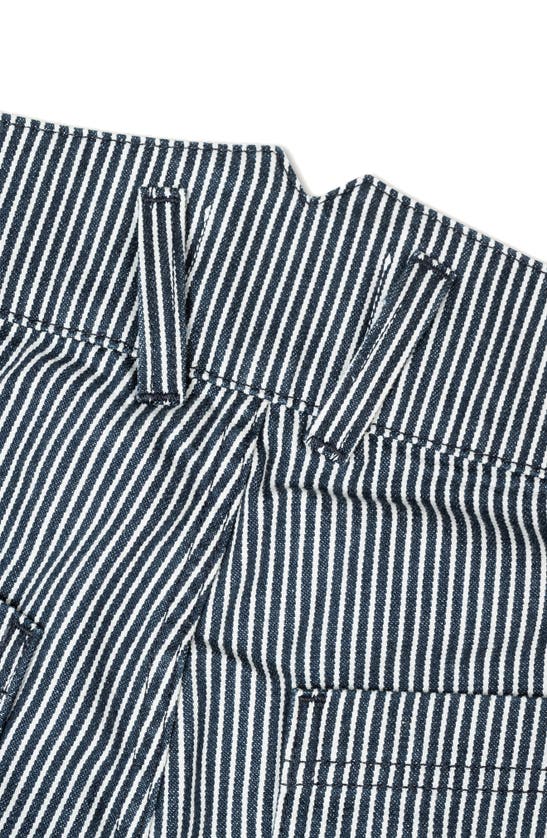 Shop Imperfects Couriour Stripe Shorts In Indigo Hickory Stripe