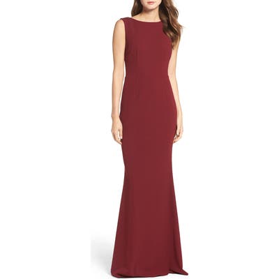Katie May Vionnet Drape Back Crepe Gown, Burgundy
