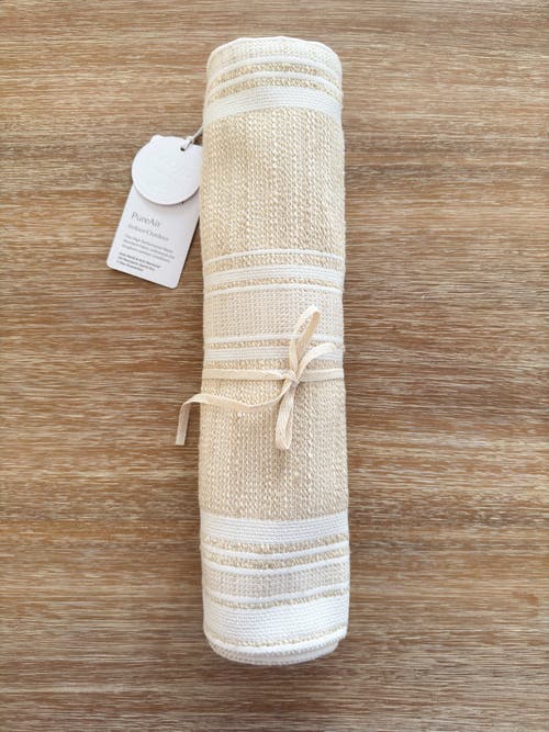Anaya Beach Club Stripe Indoor Outdoor Table Runner In Sandy Beige