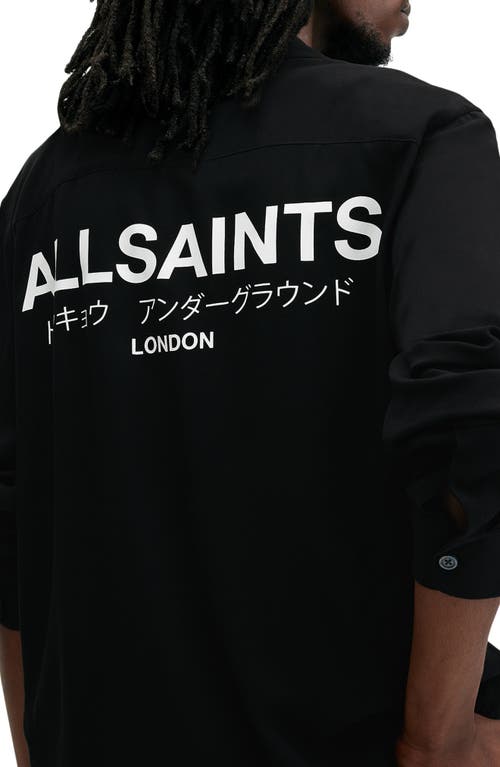 Shop Allsaints Underground Oversize Long Sleeve Camp Shirt In Black