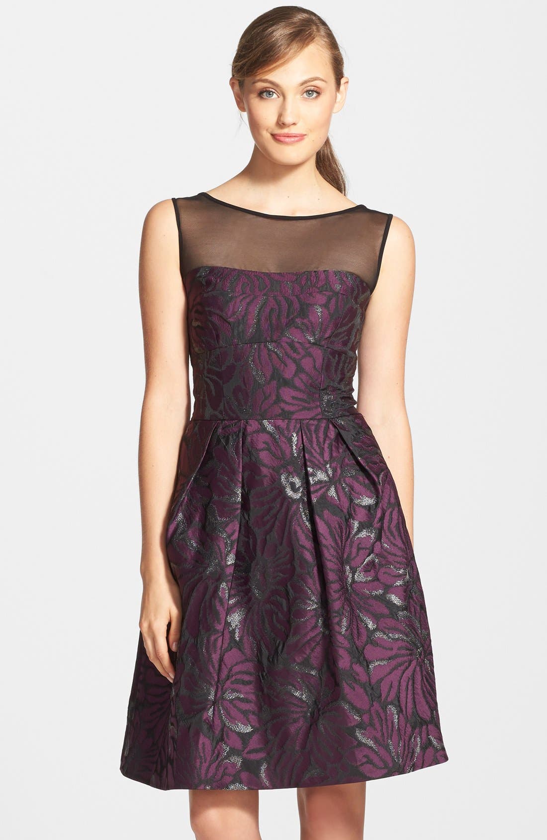 Vera Wang Metallic Jacquard Fit & Flare Dress Nordstrom
