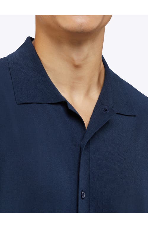 Cuts Riviera Cotton Blend Knit Camp Shirt In Pacific Blue