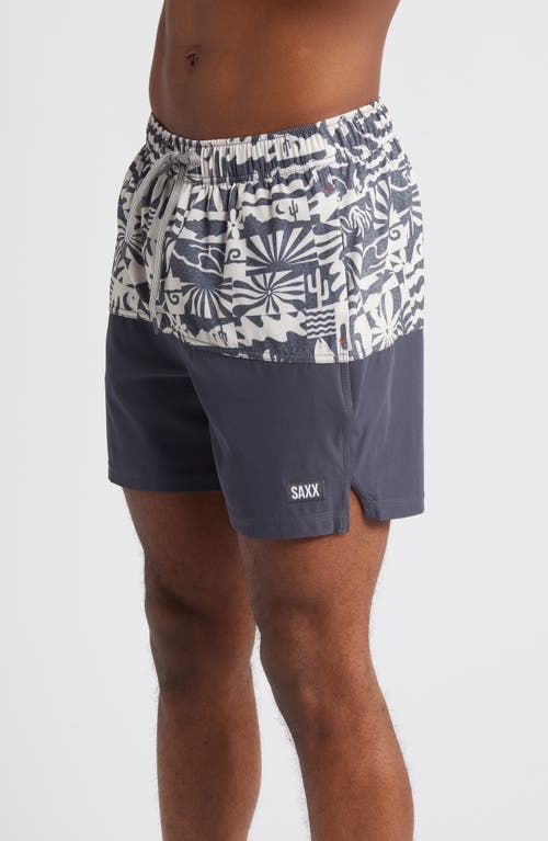 Saxx Oh Buoy Stripe 2-in-1 Hybrid Shorts In West Coast/india Ink