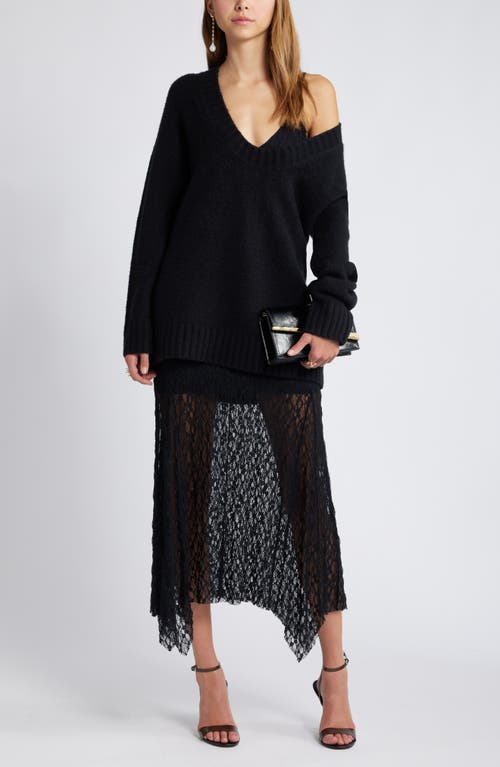 Shop Open Edit Oversize V-neck Sweater In Black