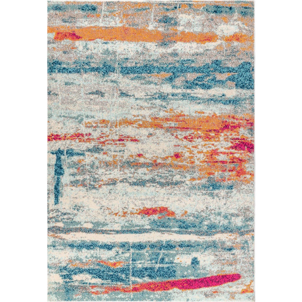 Jonathan Y Contemporary Pop Modern Abstract Brushstroke Area Rug In Cream/blue