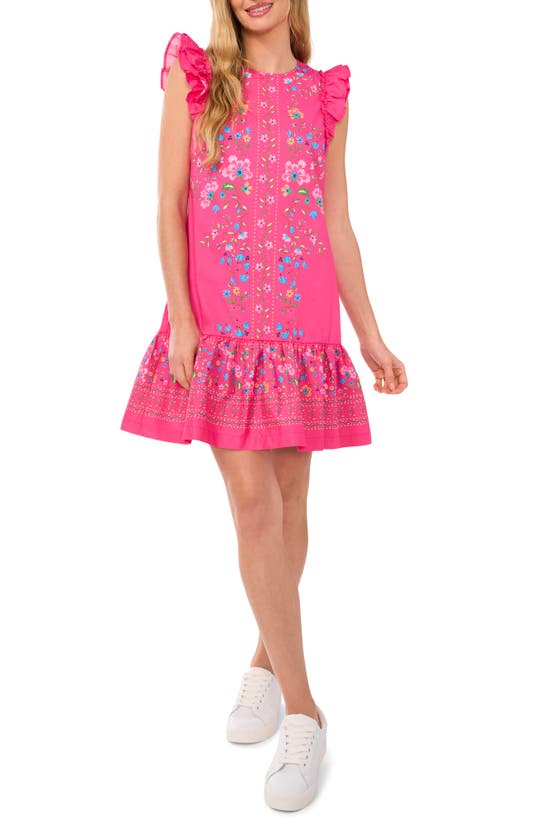 Shop Cece Sleeveless Ruffle Dress In Beetroot Pink