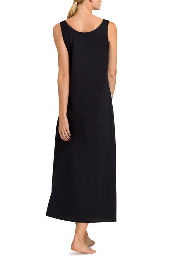 Shop Hanro Deluxe Mercerized Pima Cotton Nightgown In 019 - Black