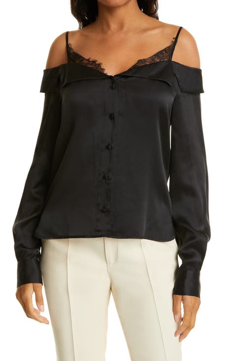 black cold shoulder top