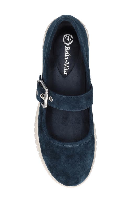 Shop Bella Vita Astro Mary Jane Flat In Navy Kidsuede Leather