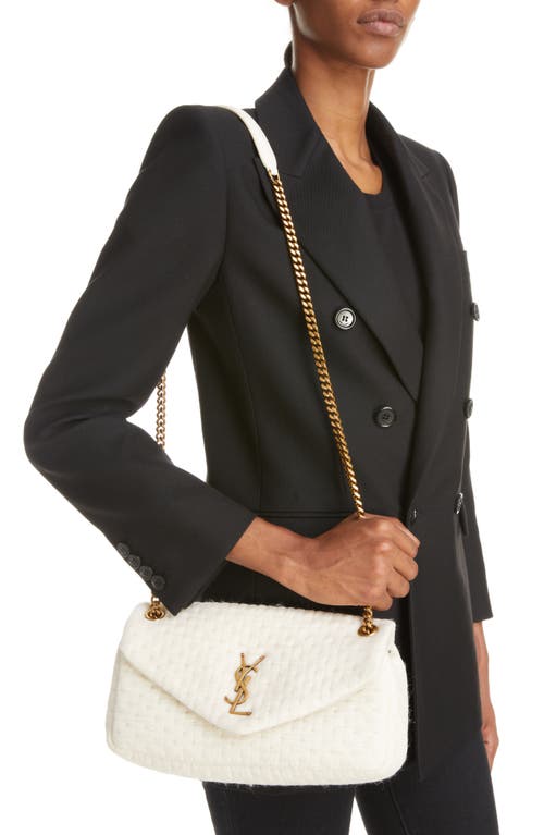Saint Laurent Small Lou Organza Puffer Shoulder Bag In White Corn/new Chant