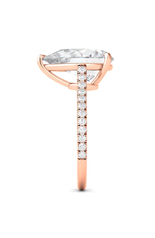 Hautecarat Pear Cut Pavé Lab Growndiamond Ring In 3.00 Ctw 18k Rose Gold